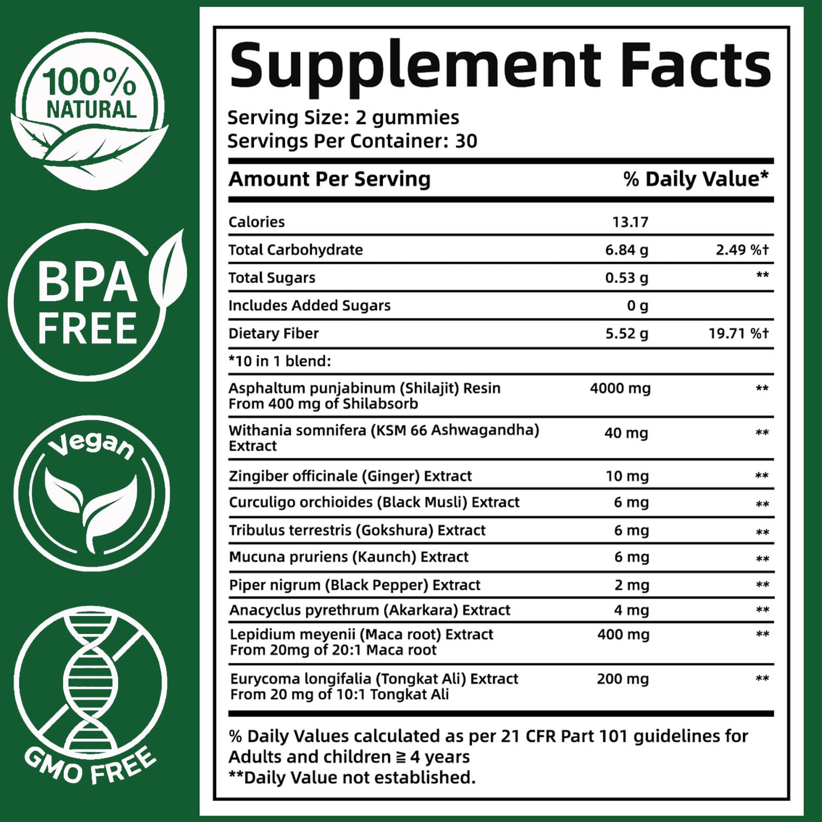 Hanachi gummies box highlighting no added sugar and ingredients profile