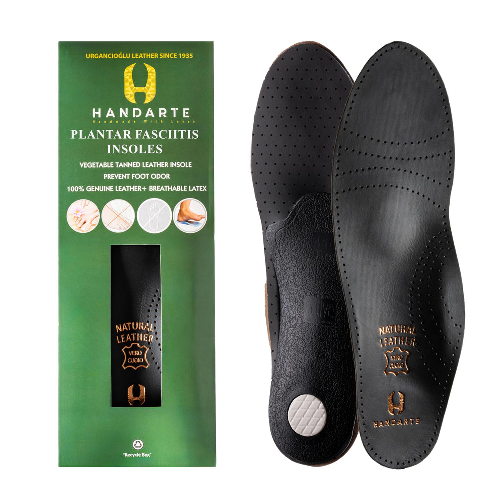 HANDARTE Leather Plantar Fasciitis Insole with arch support for comfort.