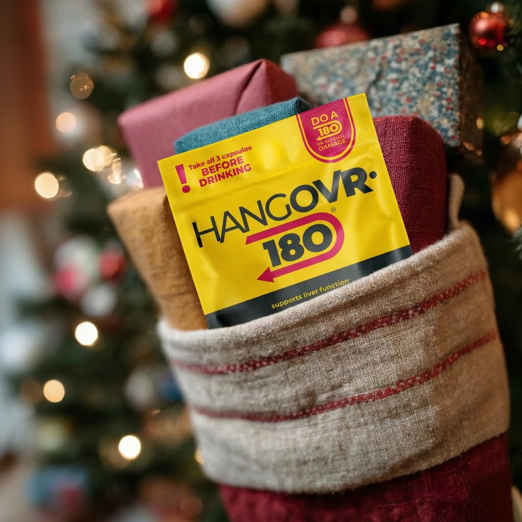 Hangovr-180 Tri-Power night-out scene implying post-event recovery support.