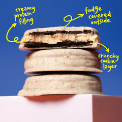 Hangryboy individually wrapped protein cookie sandwich for portable nutrition.
