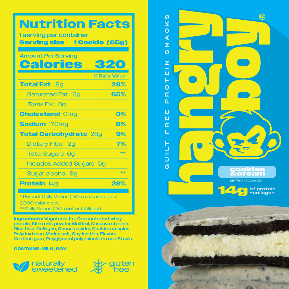 Hangryboy White Chocolate Peanut Butter cookie close-up with creamy filling and protein