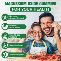 Haohan Magnesium Oxide Gummies pack-front showcases 120-count vegan, non-GMO formula.