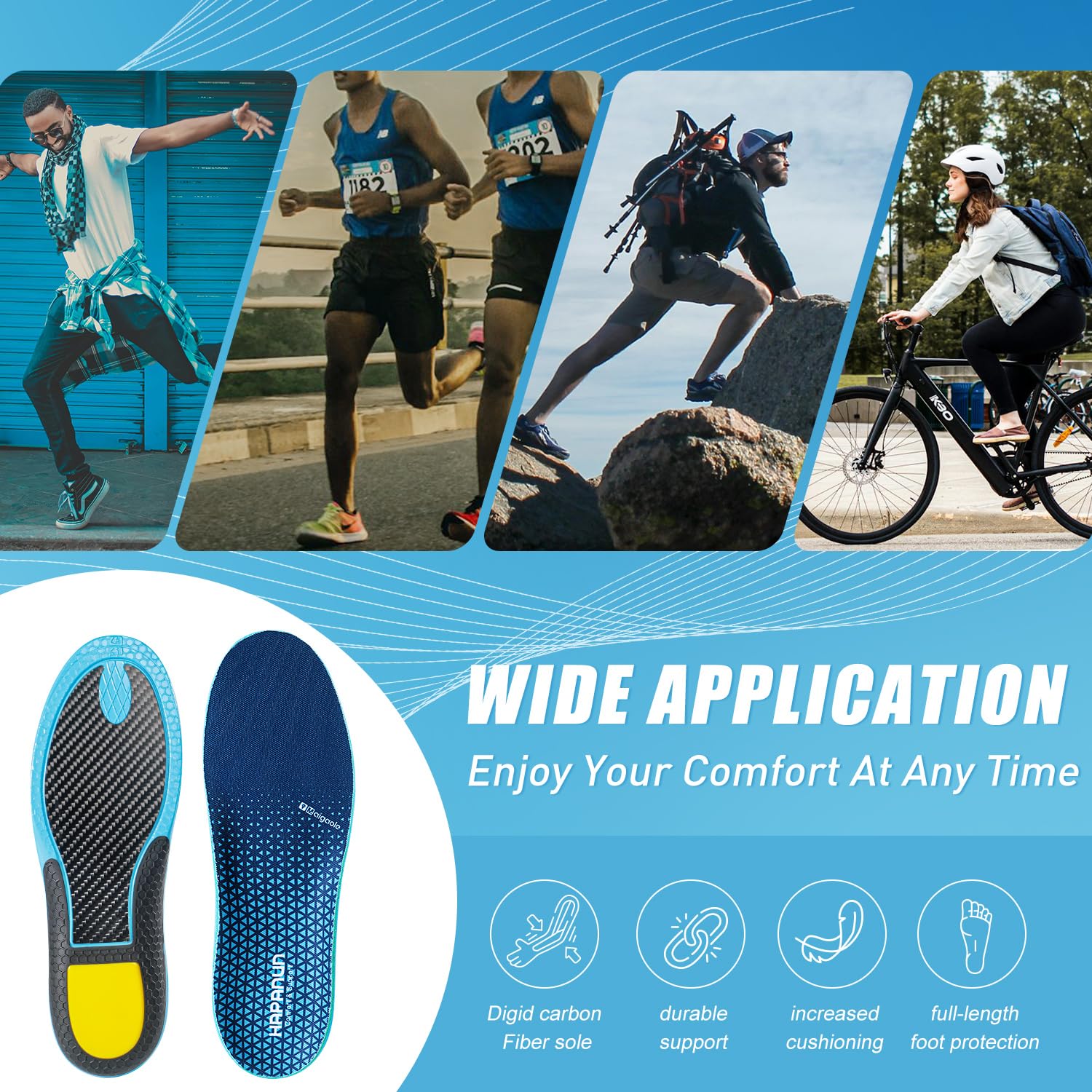 Hapanun insole close-up on breathable materials supports long-wear comfort.