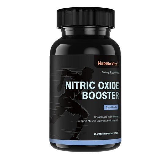 HappieVita Nitric Oxide Booster bottle front for daily energy support