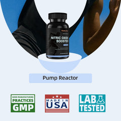 HappieVita Nitric Oxide Booster bottle with supplement facts and capsules for convenient use