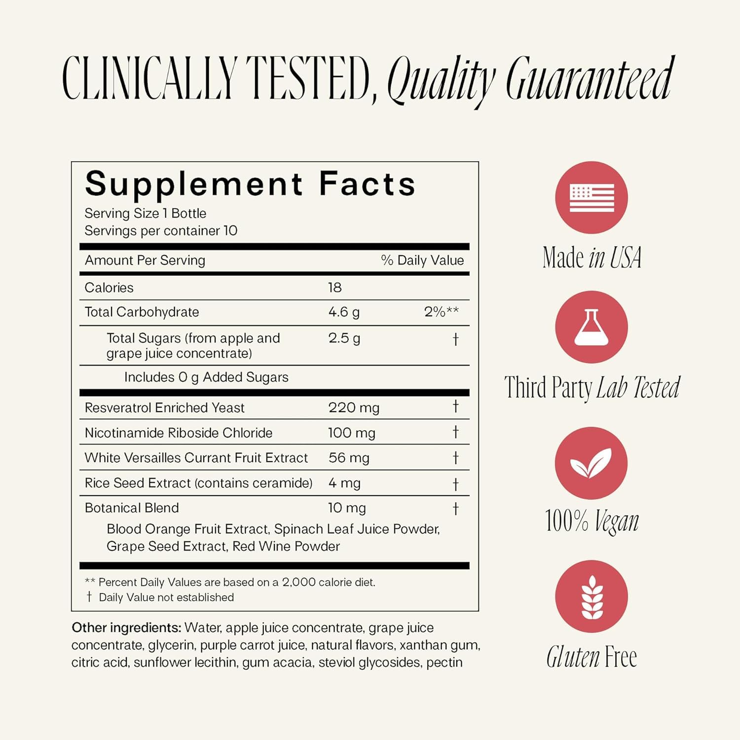 Happy Aging NAD+ Shots berry flavor poured into a glass for a quick refresh.