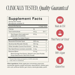 Happy Aging NAD+ Shots berry flavor poured into a glass for a quick refresh.