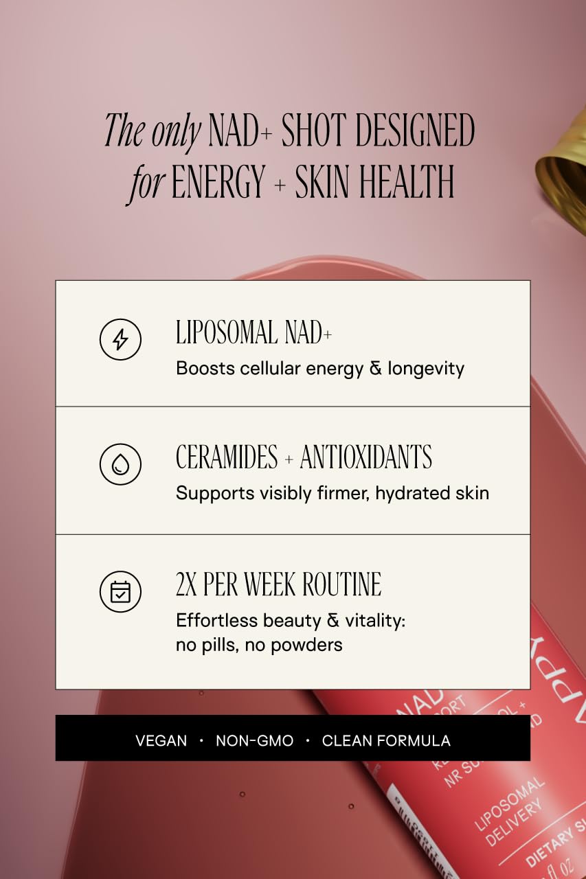 Happy Aging NAD+ Shots Harvard-trained formulator Dr. Yadegar shown on label.