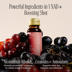 Happy Aging NAD+ Shots usage schedule showing two shots per week.