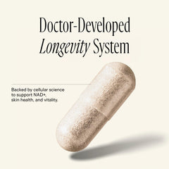 Happy Aging travel pouch ready to support daily longevity on the go.