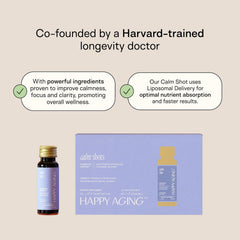 Happy Aging vitamin D3 B6 shot label focusing on mood balance and energy support