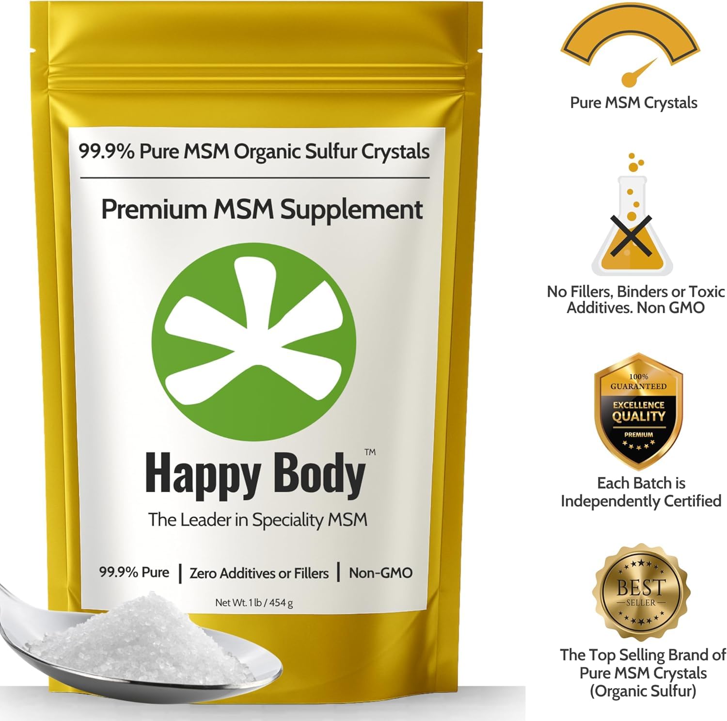 Happy Body Organic Sulfur Crystals closeup highlighting crystal purity