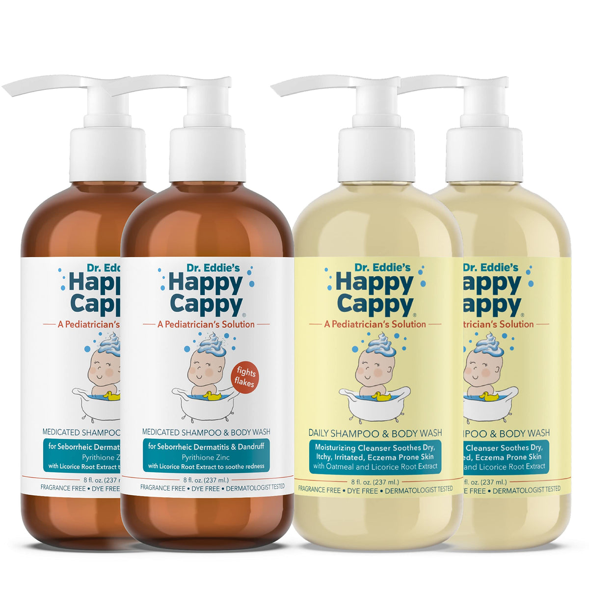 Happy Cappy daily medicated shampoo bottle for gentle scalp care.