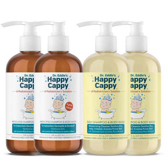 Happy Cappy daily medicated shampoo bottle for gentle scalp care.