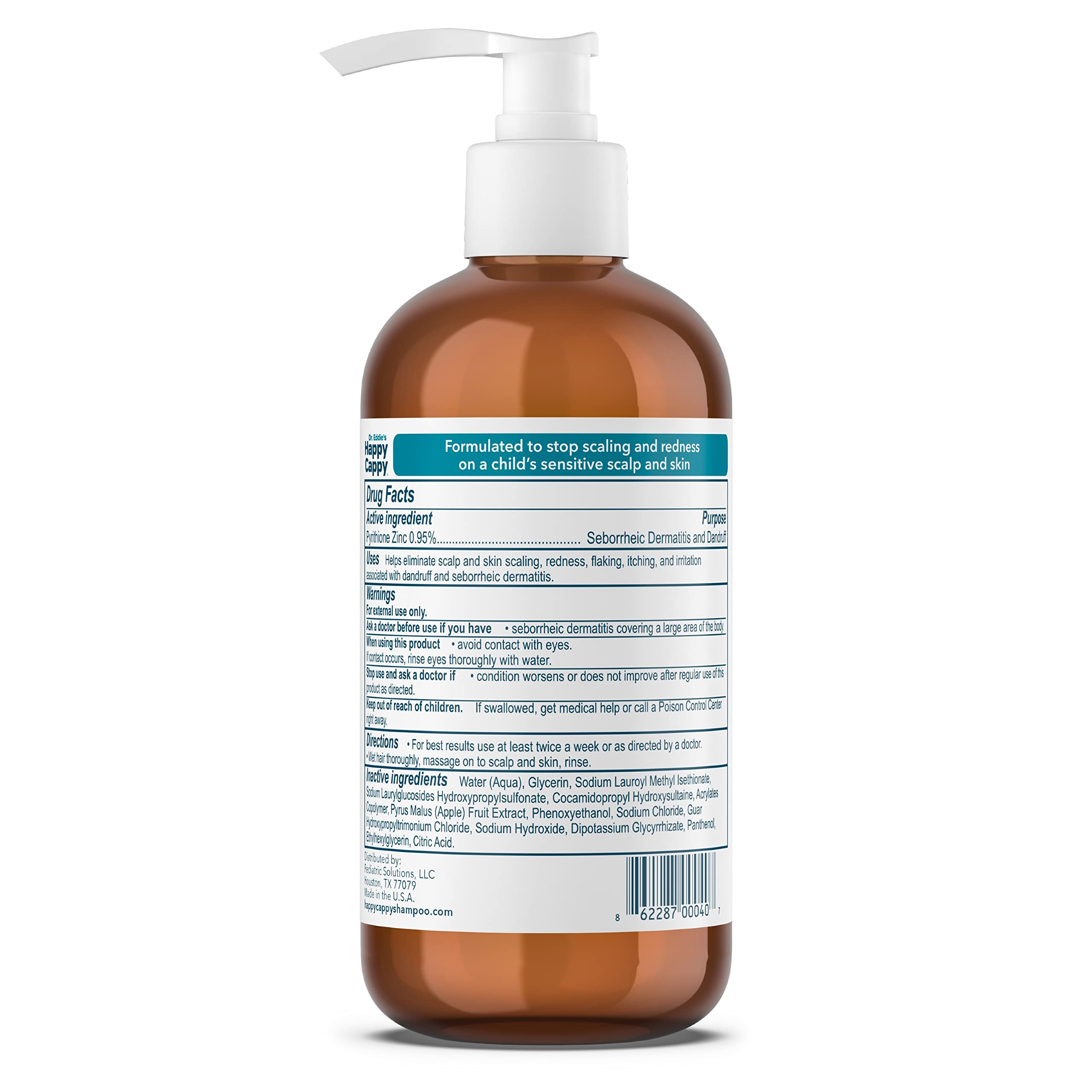 Happy Cappy medicated shampoo lather provides rich, gentle cleansing for kids.