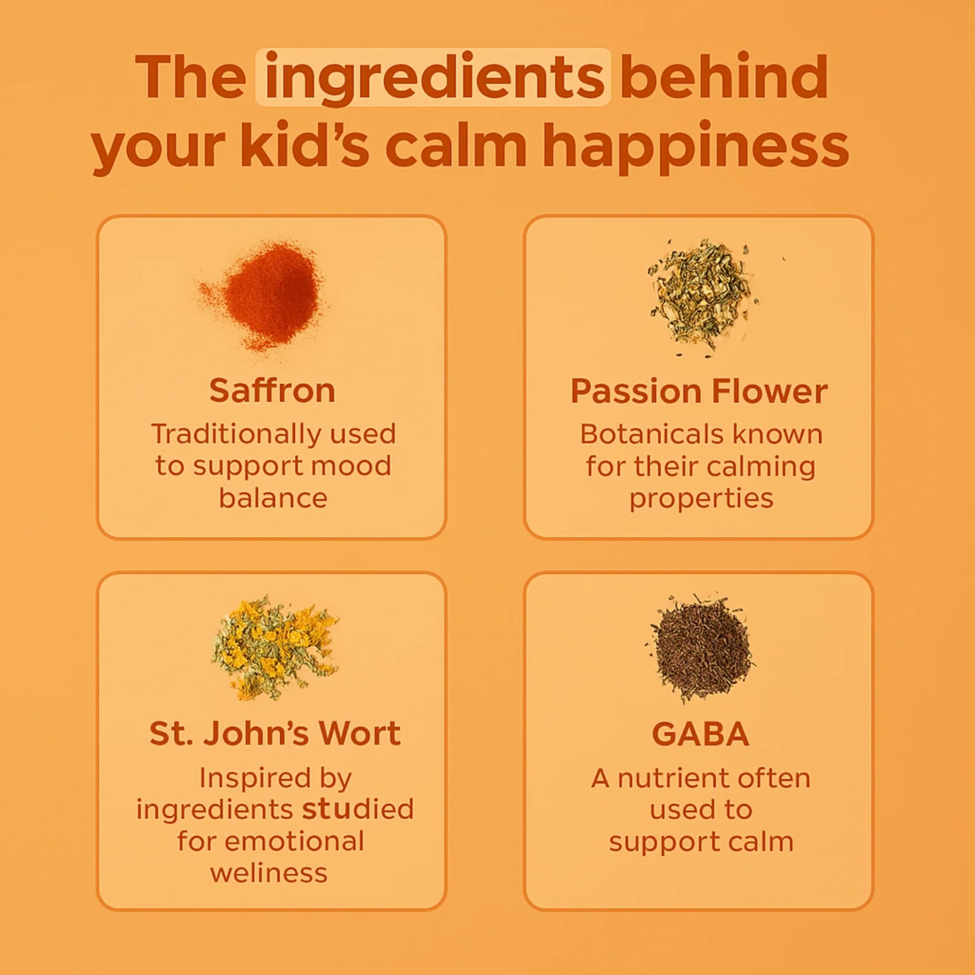 Happy Chews saffron gummies for kids serving on spoon for easy daily dose