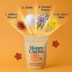 Happy Chews saffron gummies for kids take-one-gummy demonstrates daily routine