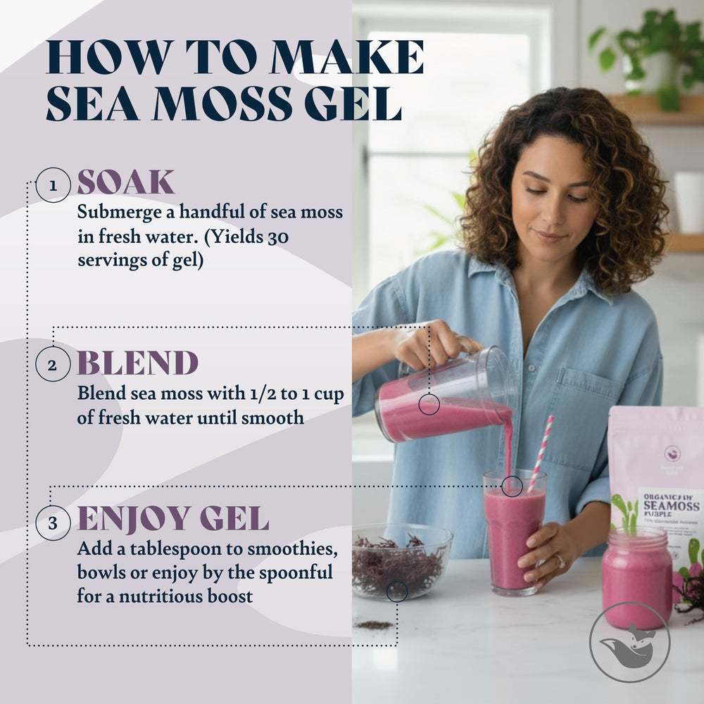 Happy Fox sea moss gel added to smoothie for a nutritious boost