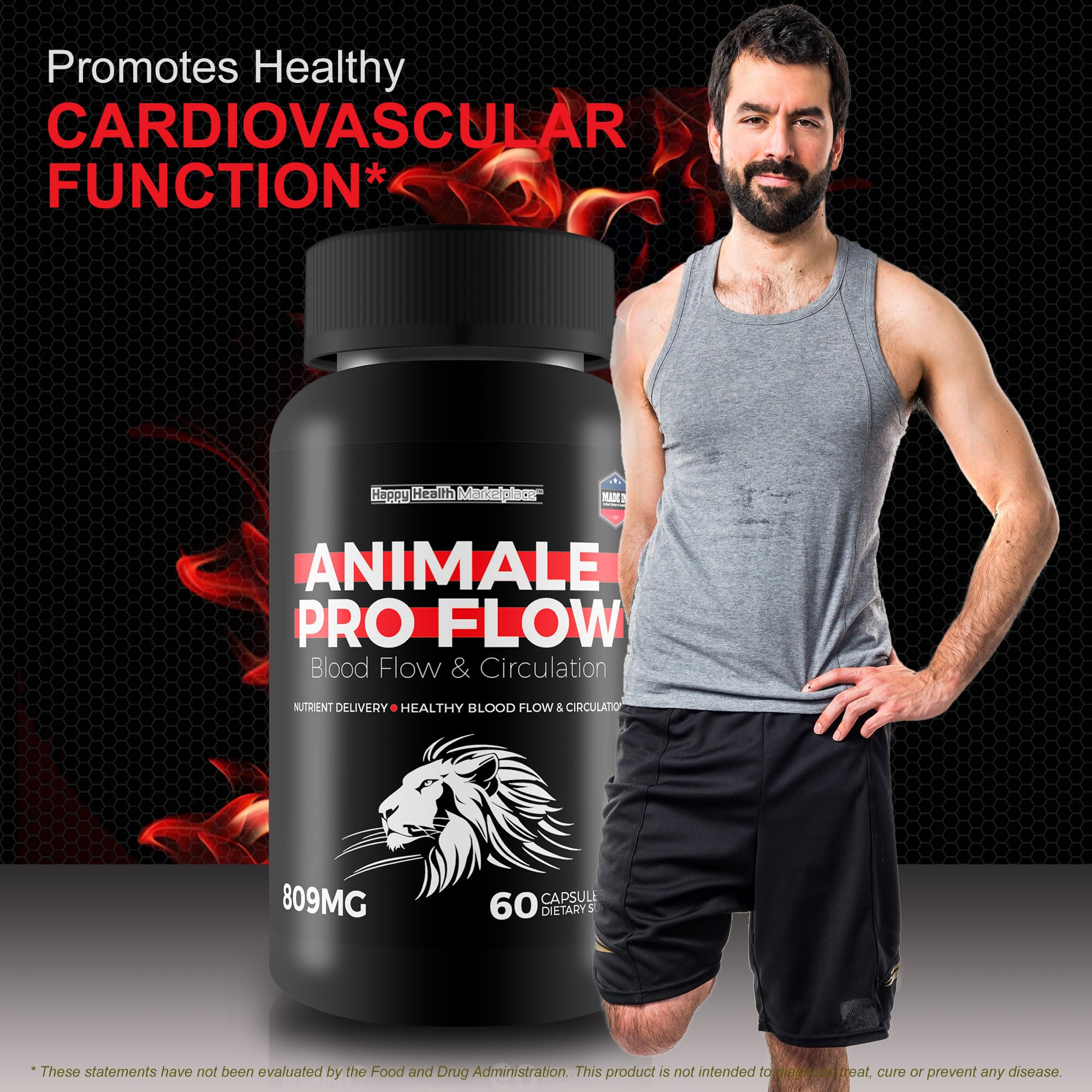 Animale Pro Flow ingredient chart suggesting a multi-benefit approach for energy and focus.