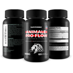 Animale Pro Flow label detail highlighting USA-made quality and safety standards.