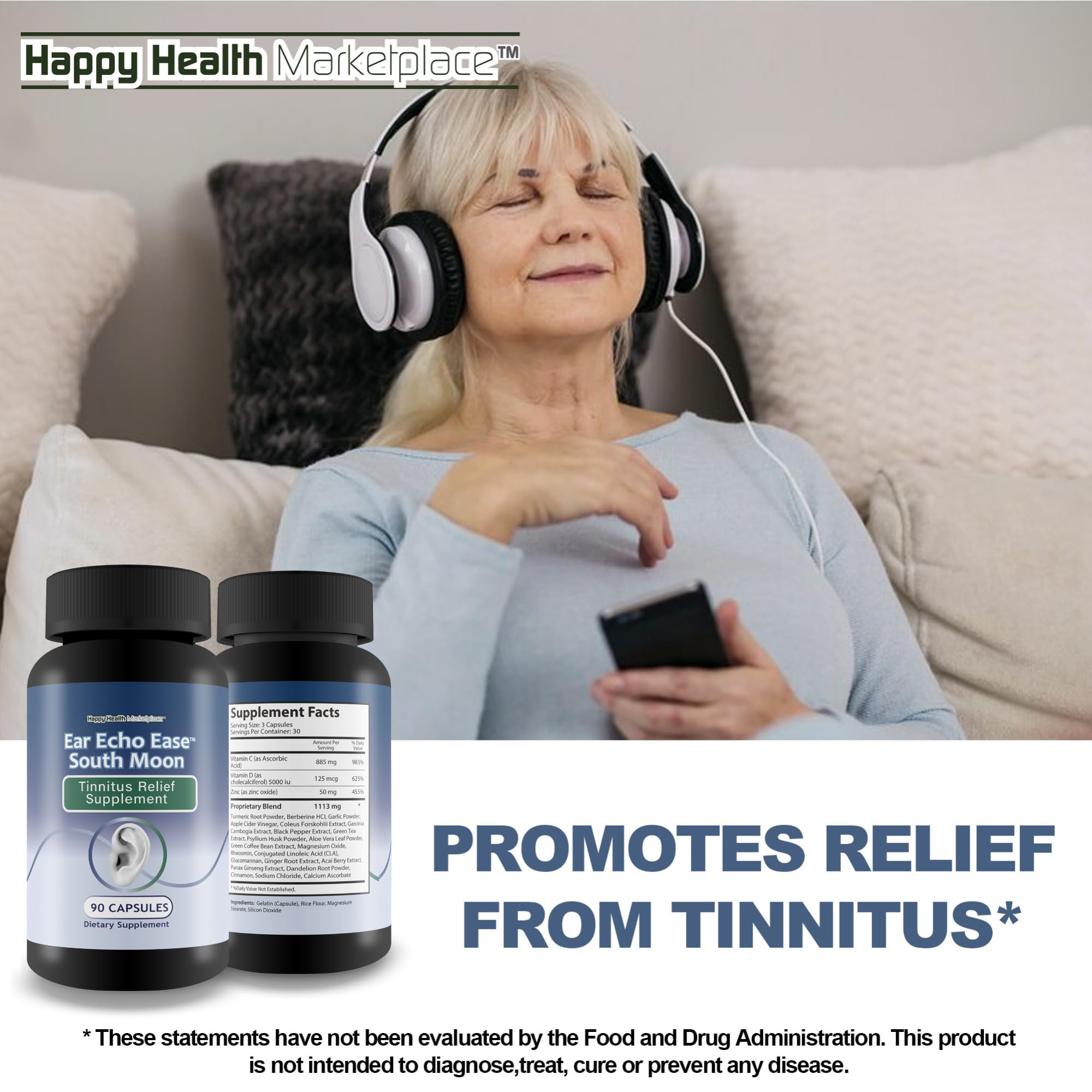 USA-made seal on packaging indicating high-quality ear health supplement.
