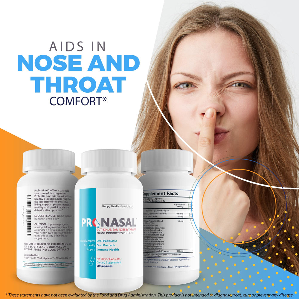 Pro Nasal supports oral health with targeted probiotic action from Happy Health Marketplace.