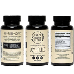 Happy Healthy Hippie daily-use bottle on nightstand signals routine focus.