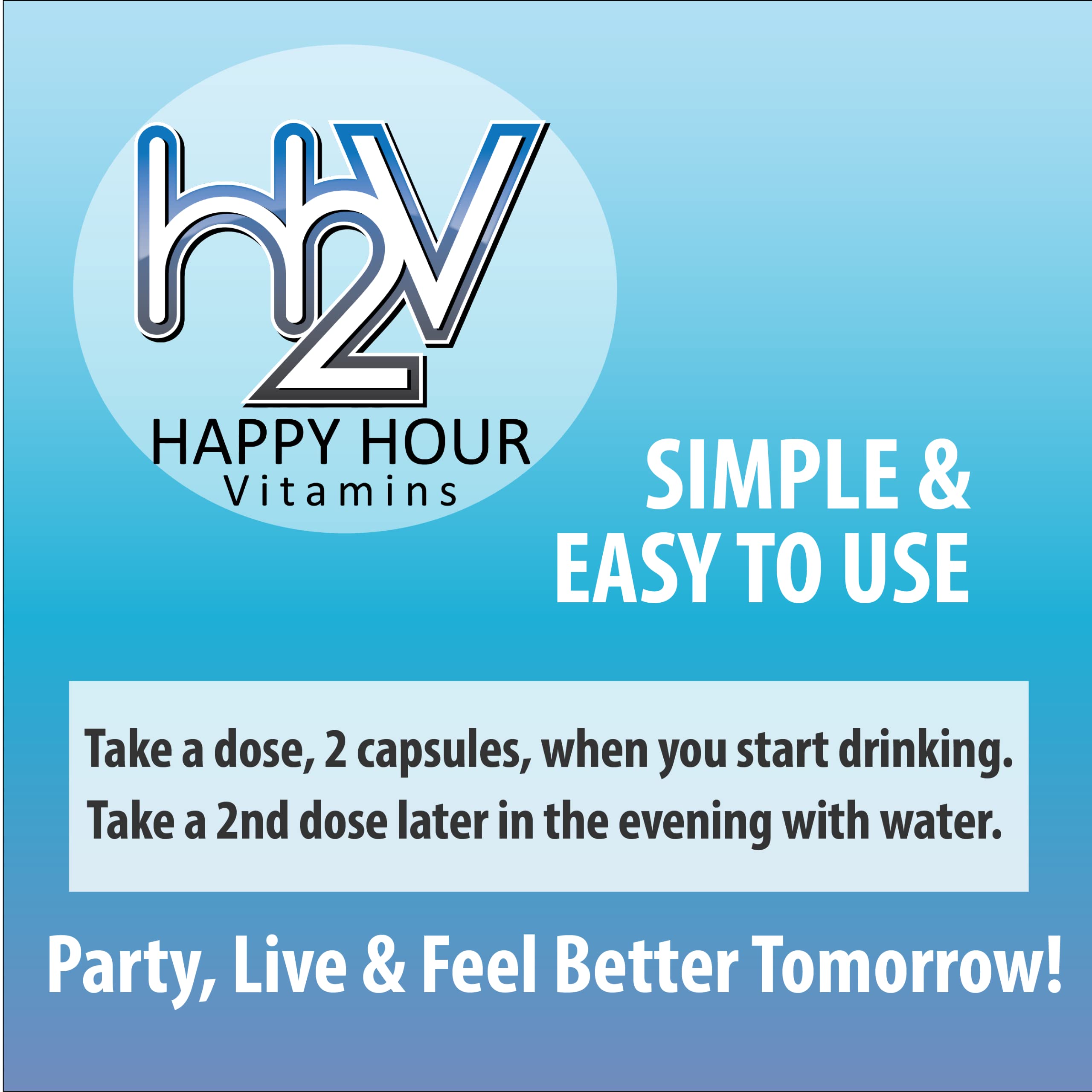Happy Hour Vitamins bottle pour illustrating easy daily intake.