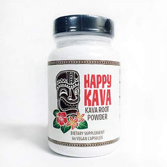 Happy Kava bottle pour shows ready-to-take capsules for calm in social settings