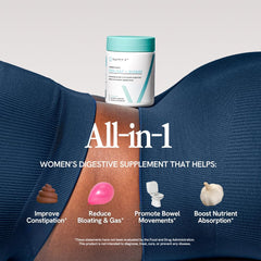 Happy V Debloat + Digest women-focused scene communicates gut wellness