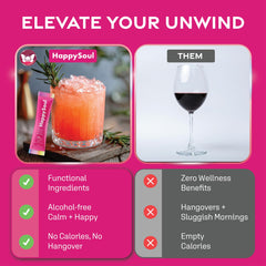 HappySoul Kava Drink Mix Berry lifestyle shot illustrating a relaxed wind down