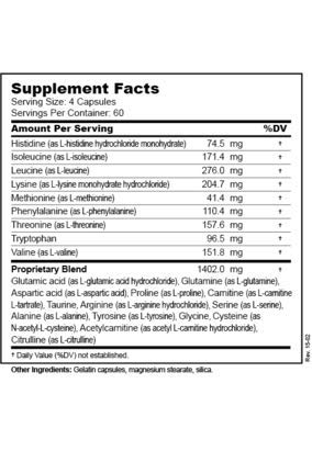 Hardy Nutritionals Balanced Free-Form Aminos bottle back with usage details