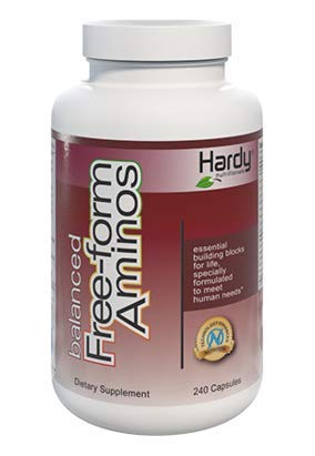 Hardy Nutritionals Balanced Free-Form Aminos bottle front showing quick absorption capability