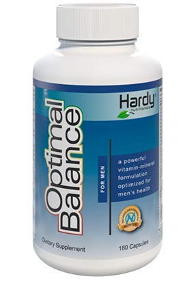 Hardy Nutritionals Men's Optimal Balance bottle front showing comprehensive micronutrients for daily health.