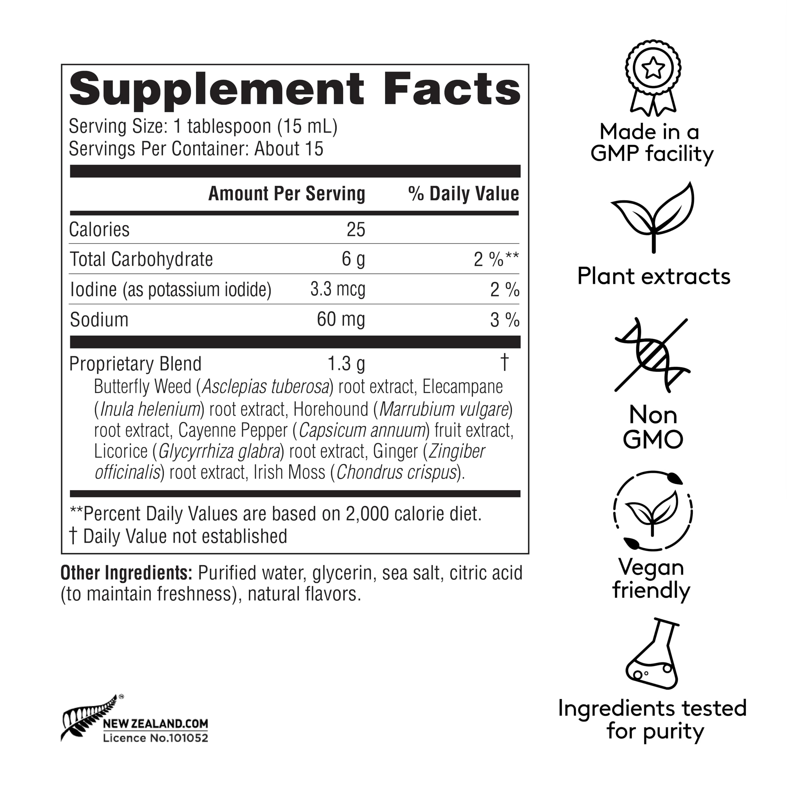 Harker Herbals Deep Lung Support tonic label closeup highlights key herbal ingredients