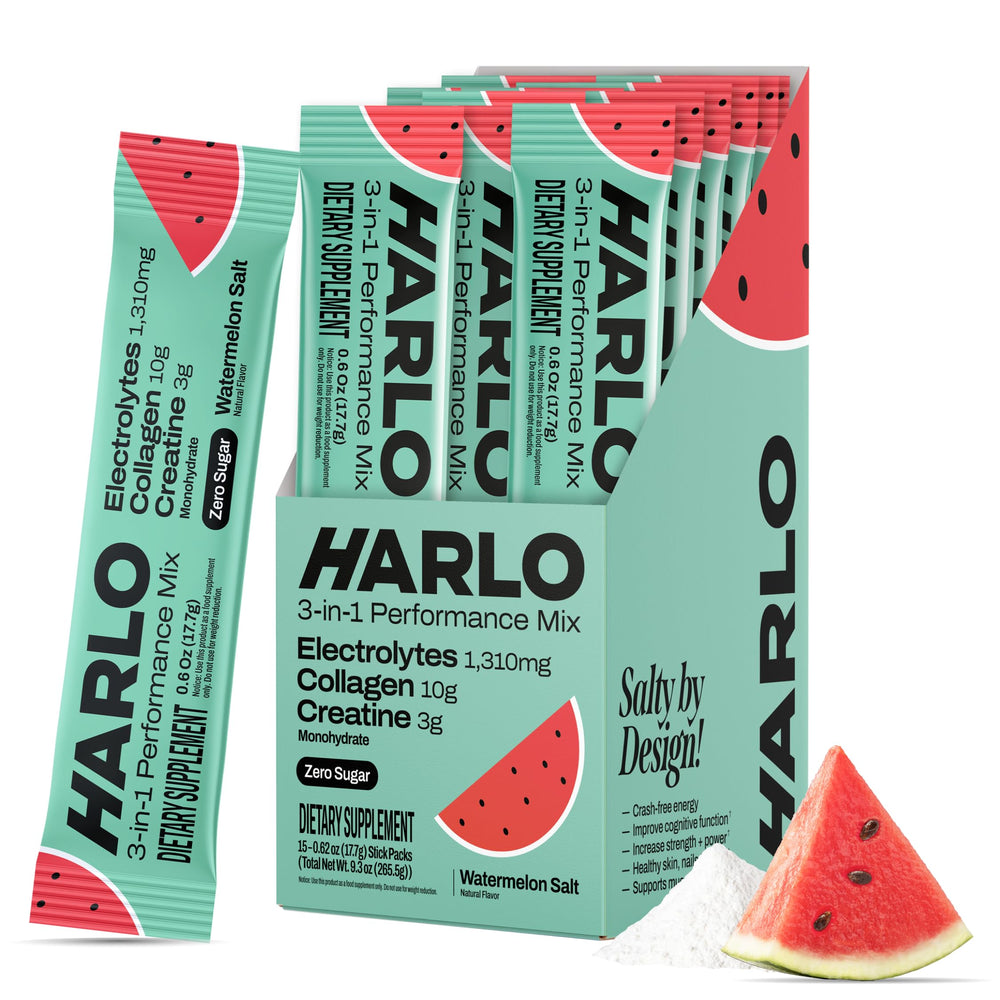 Harlo 3-in-1 electrolytes Watermelon Salt stick-pack for on-the-go hydration
