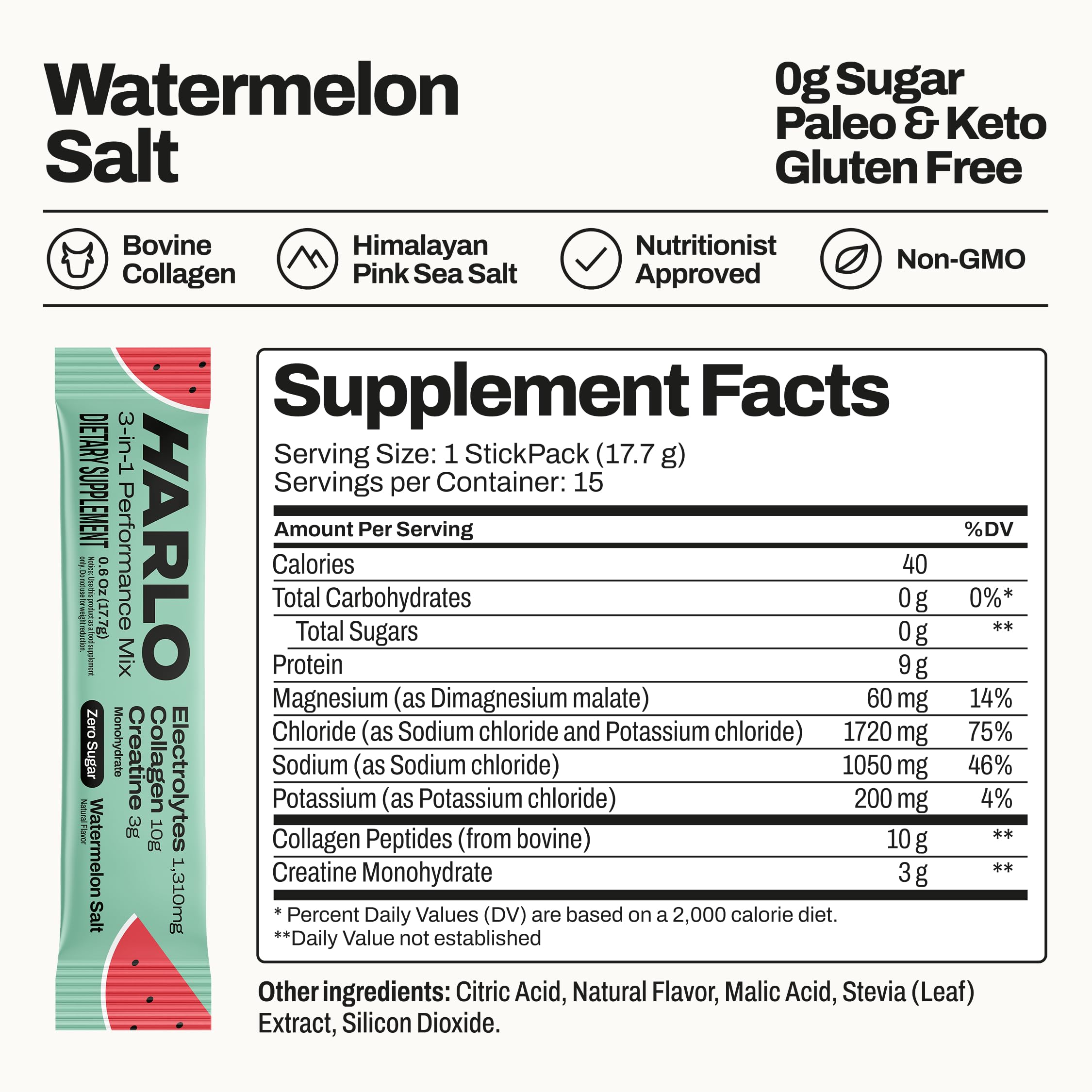 Harlo made-in-USA clean ingredients label close-up
