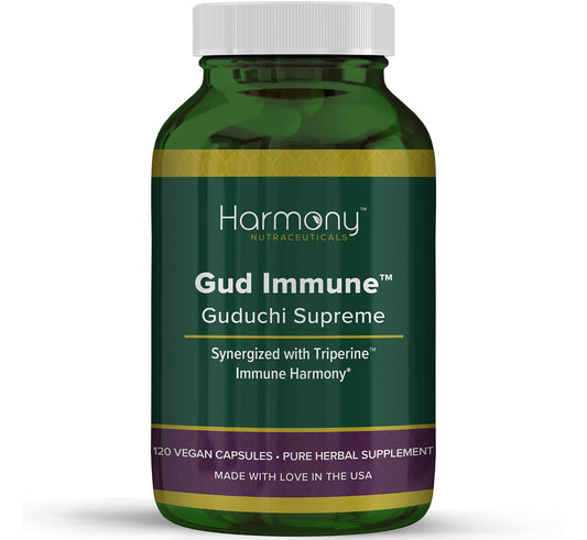 Harmony Nutraceuticals front label showing Guduchi Supreme benefits