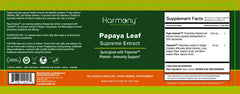Harmony Nutraceuticals Papaya Leaf Supreme vegetarian capsules for daily use.