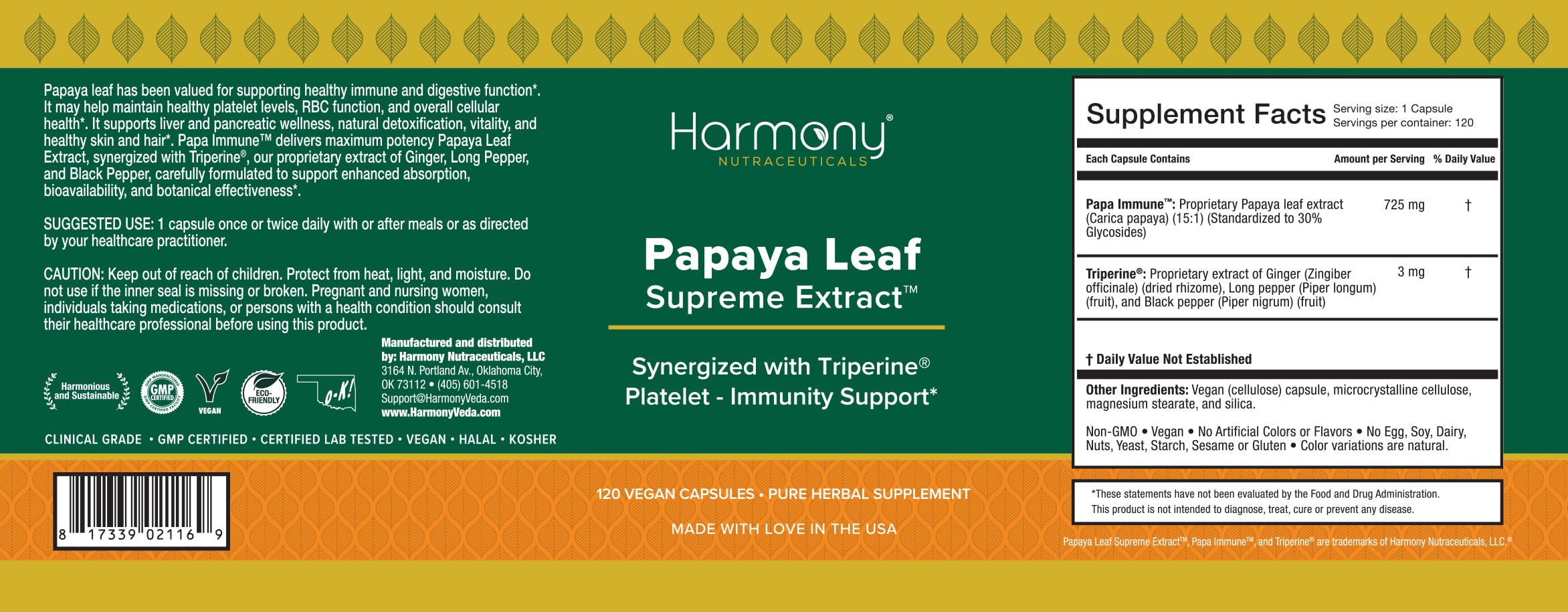 Harmony Nutraceuticals Triperine blend of ginger and peppers for absorption