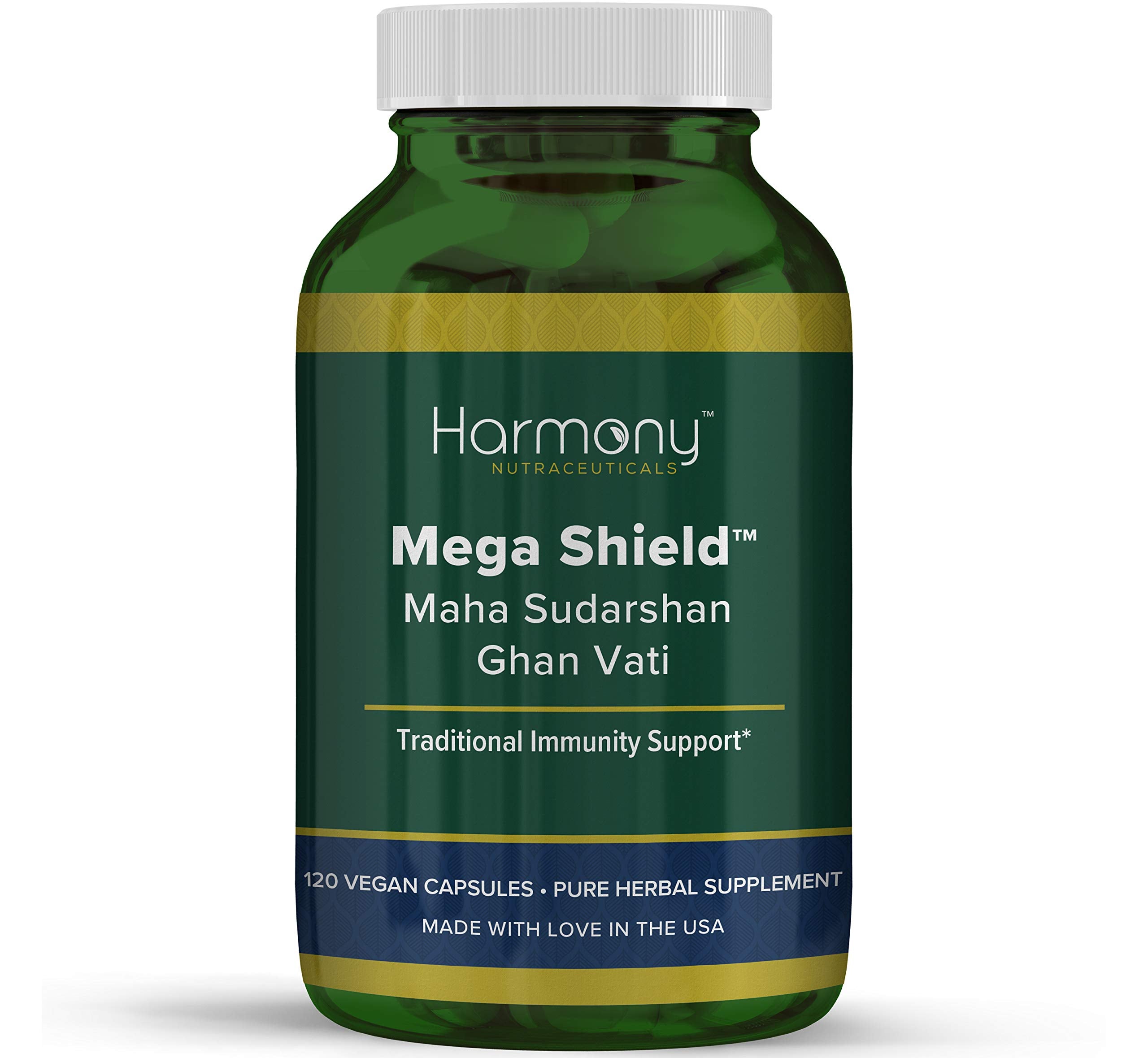 Harmony Nutraceuticals Mahasudarshan Ghan Vati bottle close-up suggesting immune and digestive balance
