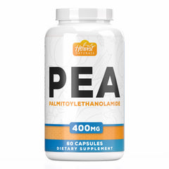 HARVEST NATURALS Palmitoylethanolamide capsules bottle shows 400 mg potency for daily use