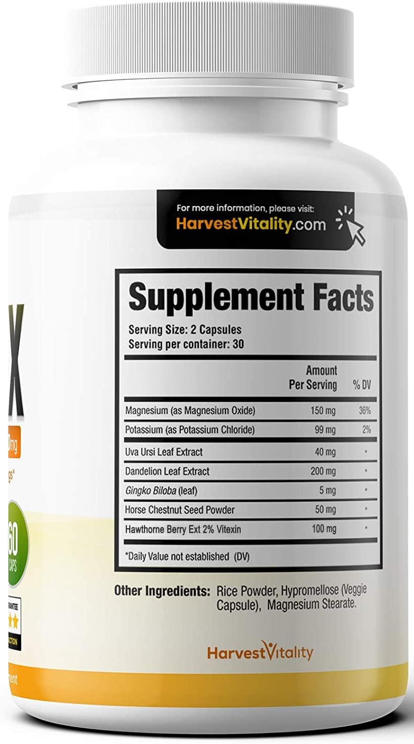 Harvest Vitality Lipitrex Water Pill tablet closeup emphasizes herbal blend