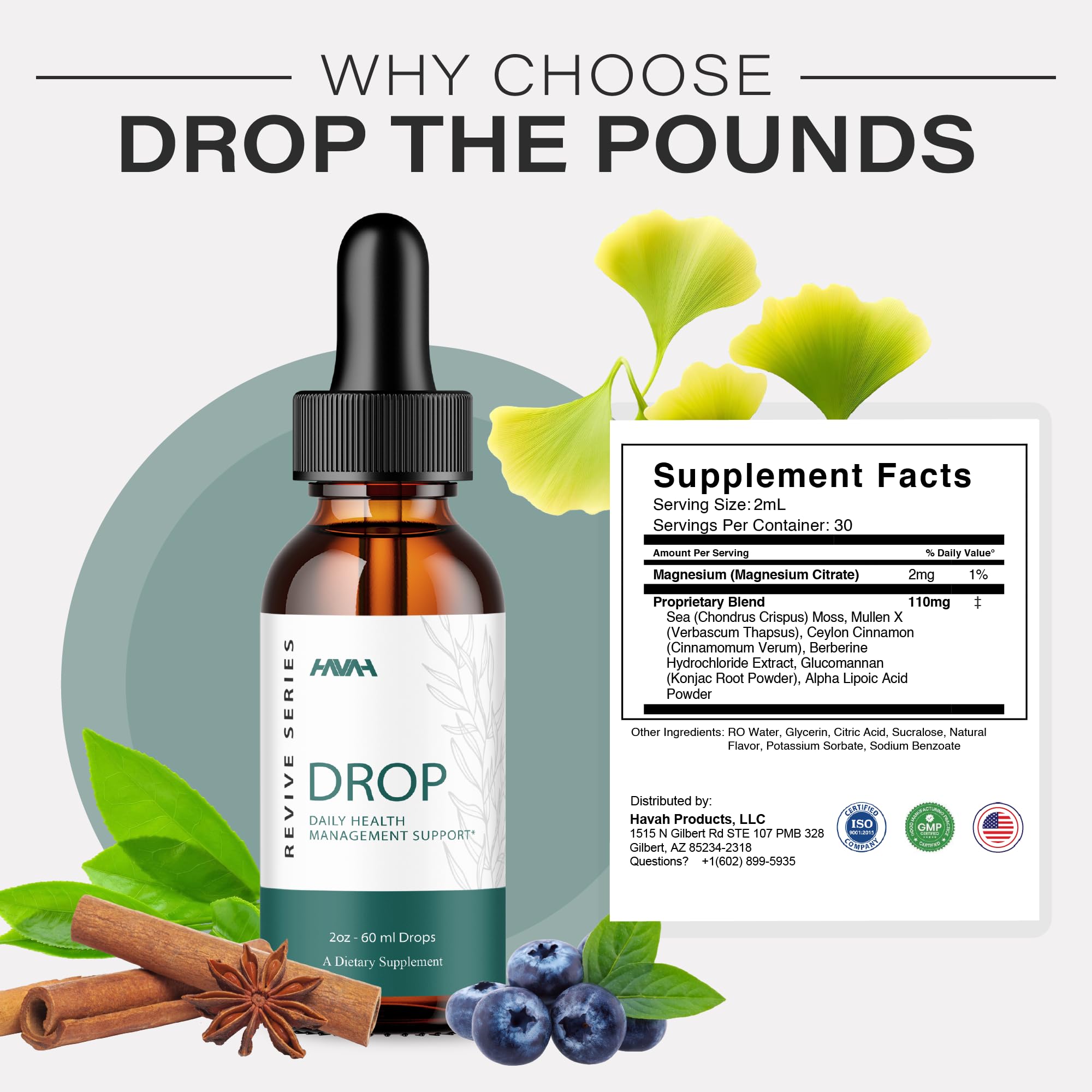 Havah Drop The Pounds bottle-pour demonstrates easy, on-the-go dosing.