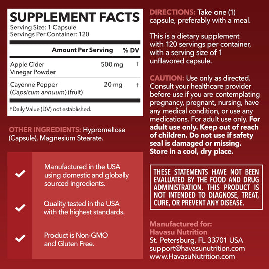 HAVASU cayenne capsules add a spicy touch to support digestion and metabolism.