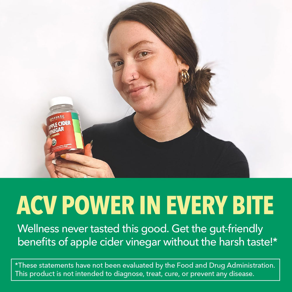 HAVASU Nutrition ACV Gummies out of bottle showing real fruit flavors.