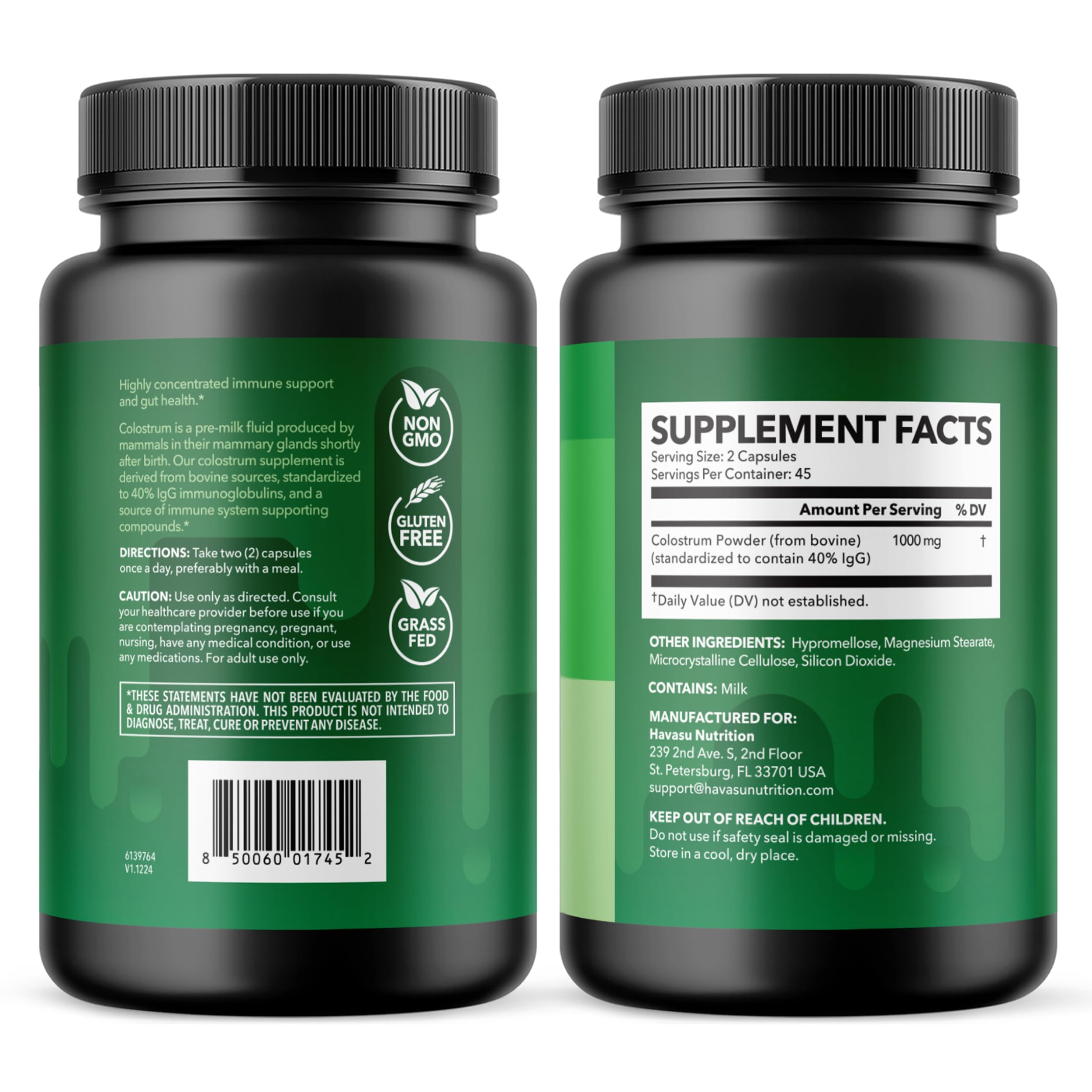 HAVASU NUTRITION colostrum capsules closeup detail