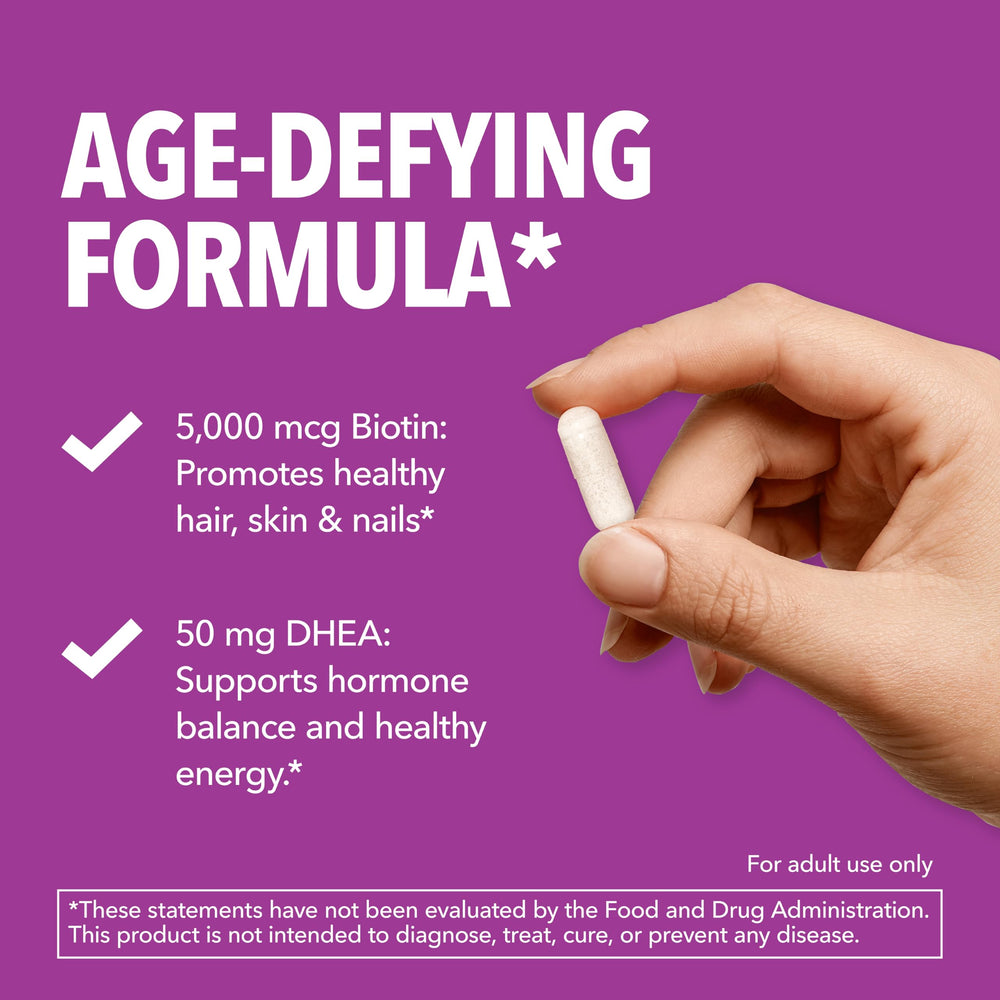 HAVASU NUTRITION DHEA Biotin on shelf with health supplements.