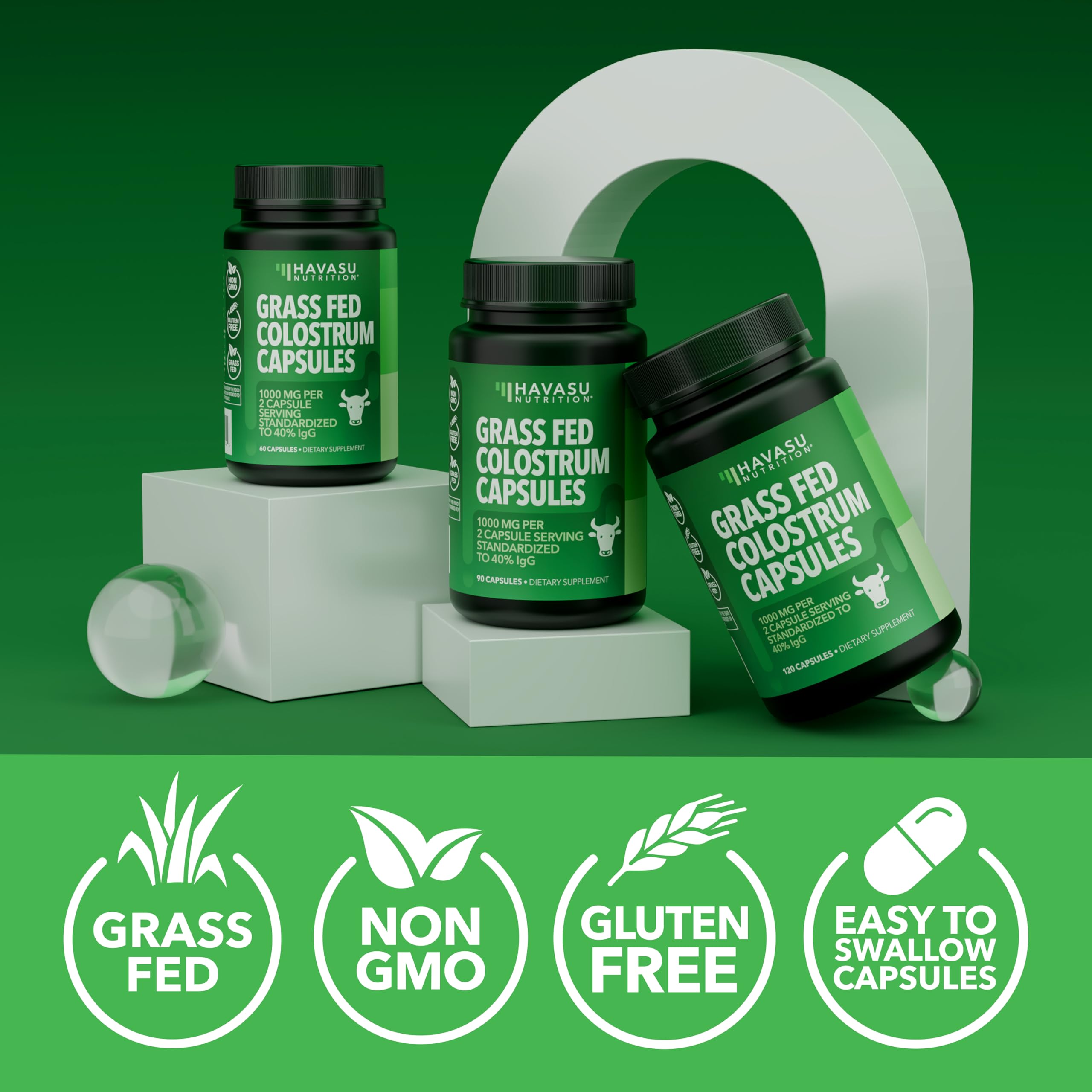 Havasu Nutrition bottle with glass demonstrates daily use