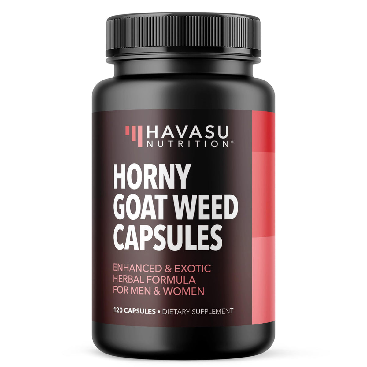 Havasu Nutrition Horny Goat Weed capsules on bottle, energy and endurance support.